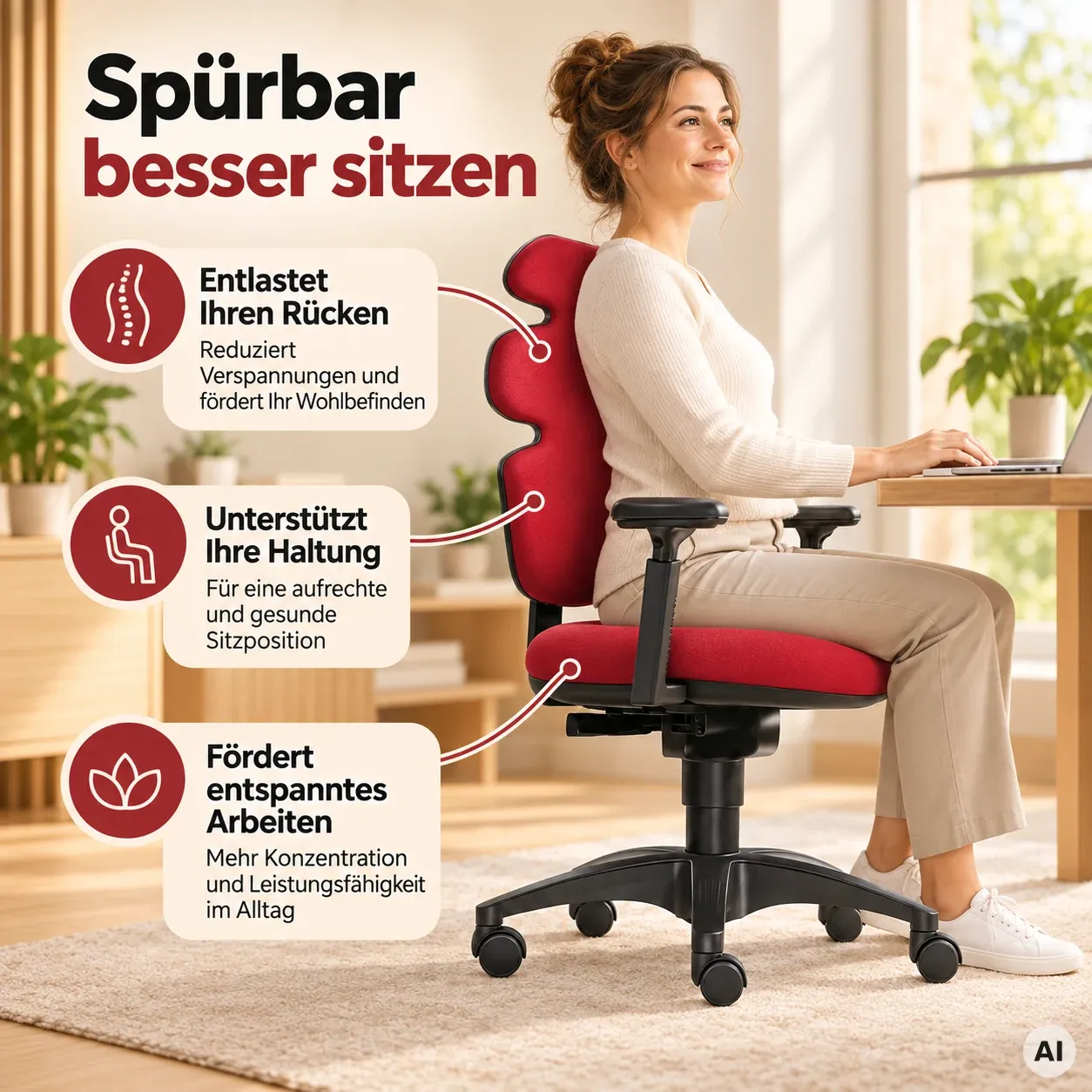 Sun M - Feng Shui Bürostuhl mit besonderer Rückenlehne